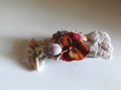 画像1: ティアラ　リボンビーズと花飾りヘアクリップ