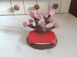 画像1: おひなさまノーティー　桃の木ひな台