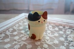 画像1: デコレ　お卓の猫ちゃん　おすましミニペンスタンド　ミケ