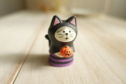 画像1: デコレ　コンコンブル　ねこずきん　黒猫