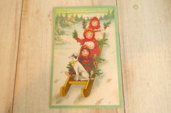 画像1: クリスマスポストカード ソリ遊び
