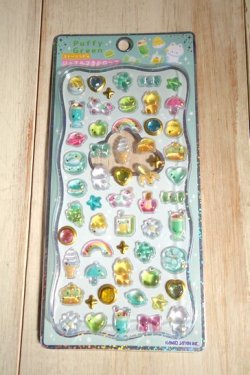画像1: ジュエルプチドロップステッカー　Puffy Green