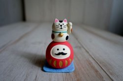 画像1: デコレ　コンコンブル　猫のせだるま　赤