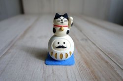 画像1: デコレ　コンコンブル　猫のせだるま　白