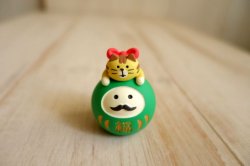 画像1: デコレ　コンコンブル　だるまLOVE猫　緑