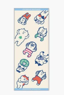 画像1: ごろごろにゃんすけ　フェイスタオル　だらりホワイト