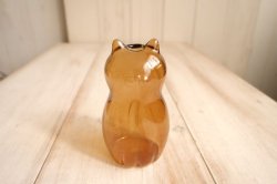 画像1: デコレ　Glass cat vase　Brown