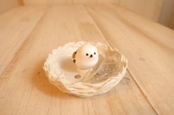 画像1: デコレ　ニホンノコトリ　鳥の巣クリップホルダー　シマエナガ