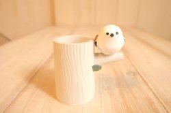 画像1: デコレ　ニホンノコトリ　切り株マルチスタンド　シマエナガ