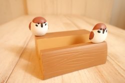 画像1: デコレ　ニホンノコトリ　丸太スマホスタンド　スズメ
