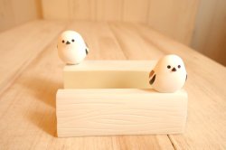 画像1: デコレ　ニホンノコトリ　丸太スマホスタンド　シマエナガ