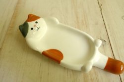 画像1: デコレ　猫の箸置き小皿　みけ
