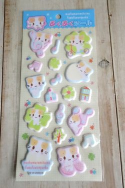 画像1: ましゅまろみたいなふわふわにゃんこ　ぷくぷくシール
