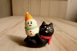 画像1: デコレ コンコンブル　雪だるまけりけり猫