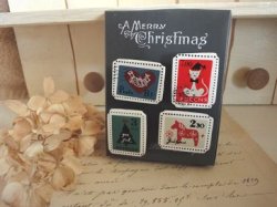 画像1: デコレ　クリスマの切手プッシュピン