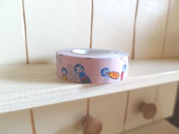 画像1: 倉敷意匠こけしちゃんマスキングテープ　15mm　桃色 (1)