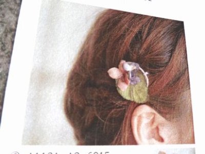 画像2: ティアラ　革の染花　ヘアピン