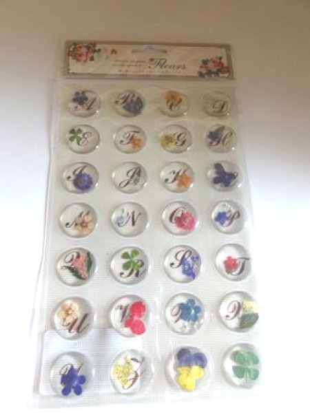 画像1: 押し花ジェムステッカー　アルファベットミックスＡ (1)