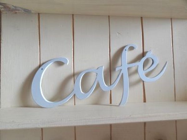 画像1: カフェサインプレート　Sホワイト (1)