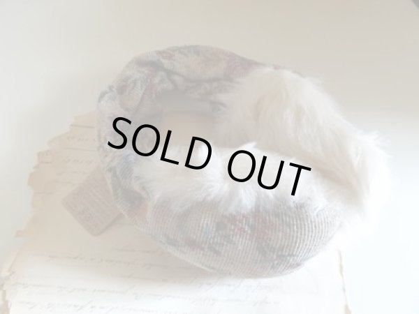 画像1: ゴブラン柄フェイクファーワイドイヤーマフ (1)