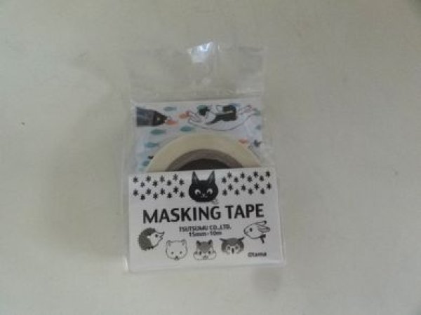画像1: マスキングテープ　ネコとサカナ　15mm (1)