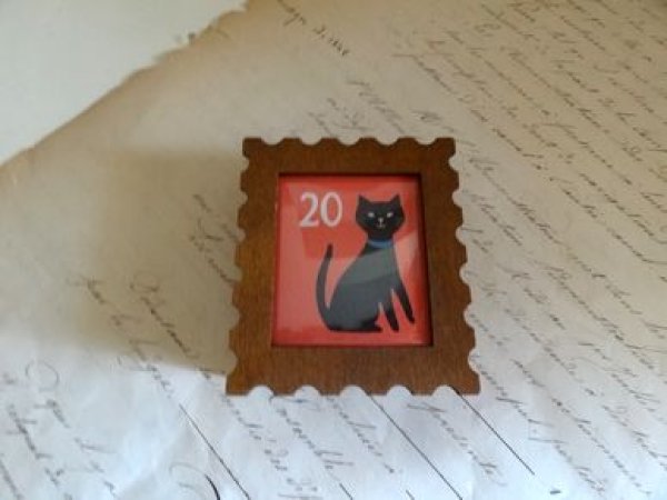 画像1: デコレ　HAPPY cat day　切手型フォトフレームボックス　黒猫 (1)
