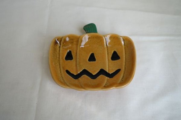 画像1: ノルディックデコ　ハロウィンプレート　カボチャ　S (1)