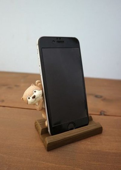 画像1: デコレ　カワウソカフェ　ひょっこりカワウソスマホスタンド　ラテ