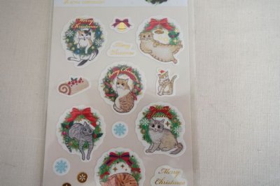 画像2: ペーパーシール　クリスマス　猫リース
