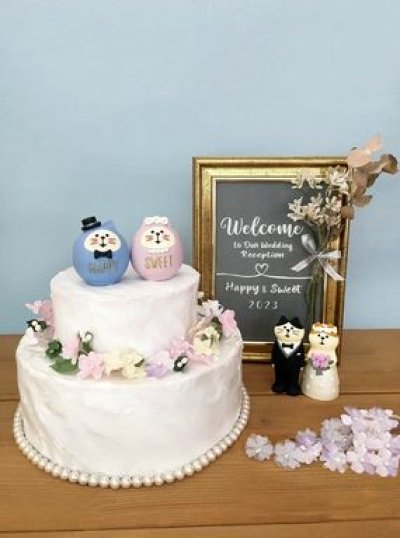 画像1: デコレコンコンブル　WEDDING猫だるま　ペアセット