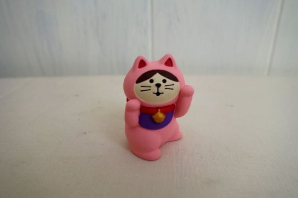 画像1: デコレ　コンコンブル　踊る招き猫　左手上げ　桃・御縁招き (1)