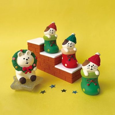 画像1: デコレ コンコンブル　靴下にゃんこ　緑