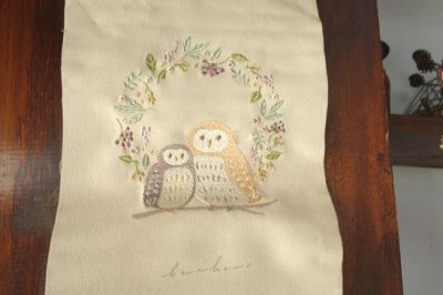 画像1: 刺繍タペストリー　S　フクロウ