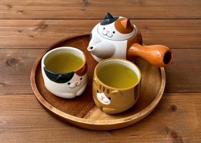 画像1: デコレ　猫湯呑み　とら