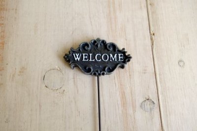 画像1: アンティークガーデンピック WELCOME BK