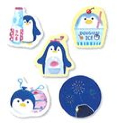 画像1: 和紙フレークシール　ペンギンおまつり