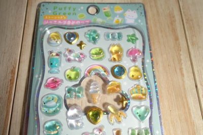 画像1: ジュエルプチドロップステッカー　Puffy Green
