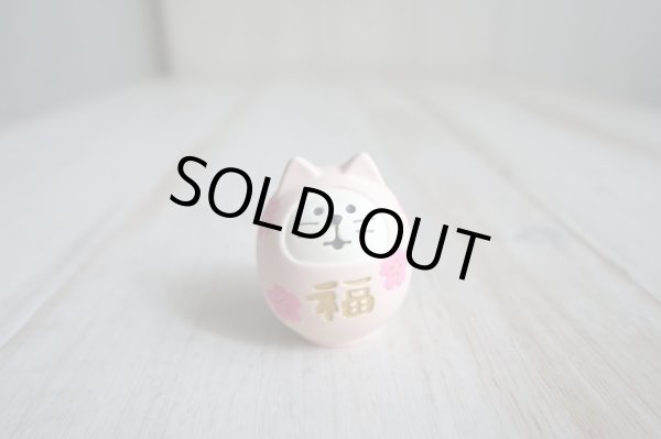 画像1: デコレ　コンコンブル　桜咲く猫だるま (1)