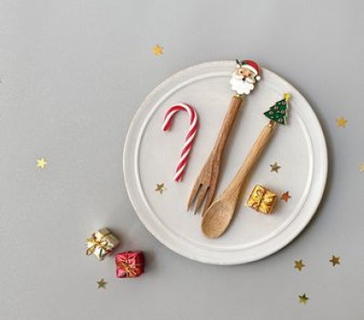 画像1: デコレ　クリスマスウッドカトラリー　ツリーフォーク