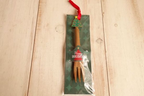 画像1: デコレ　クリスマスウッドカトラリー　ツリーフォーク (1)