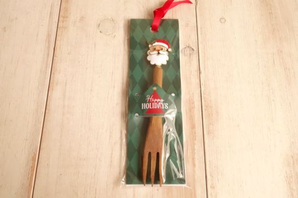 画像1: デコレ　クリスマスウッドカトラリー　サンタフォーク (1)