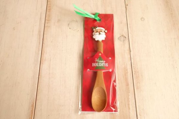画像1: デコレ　クリスマスウッドカトラリー　サンタスプーン (1)
