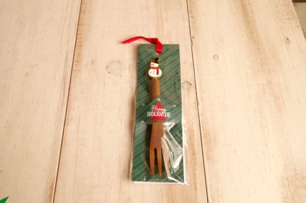 画像1: デコレ　クリスマスウッドカトラリー　スノーマンフォーク (1)