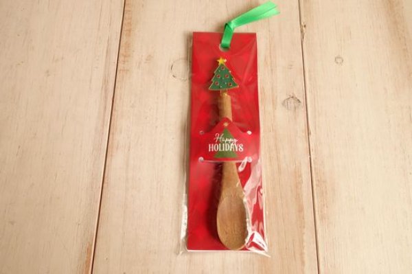 画像1: デコレ　クリスマスウッドカトラリー　ツリースプーン (1)