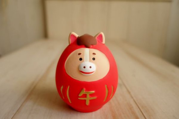 画像1: デコレ　コンコンブル　陶器の干支飾り　馬だるま (1)
