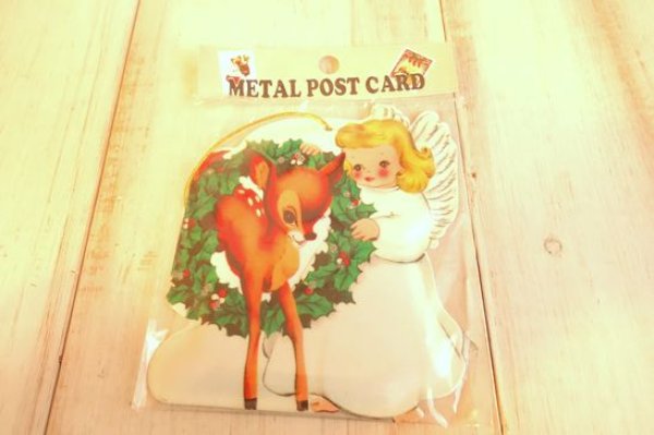 画像1: メタルダイカットポストカード　X'mas　エンジェル&ディアー (1)