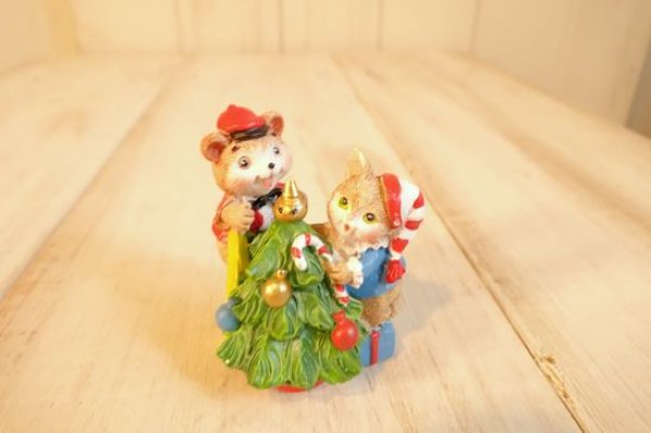 画像1: ビンテージアニマルデコレーション　キャット＆ベア― (1)
