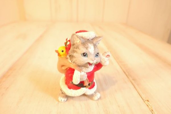 画像1: ビンテージアニマルデコレーション　キャットサンタ (1)