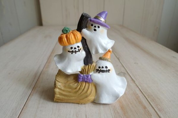 画像1: ハロウィンレジンオーナメント　ゴースト　オレンジ (1)