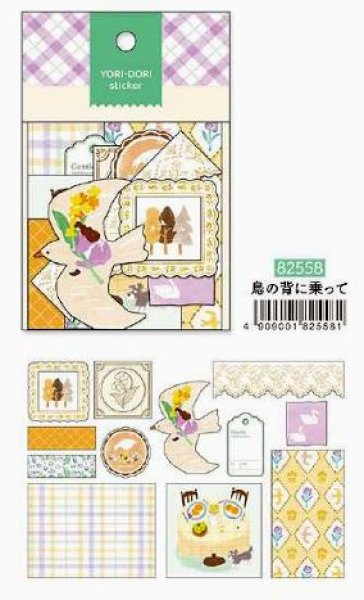 画像1: YORI－DORIステッカー　鳥の背に乗って (1)